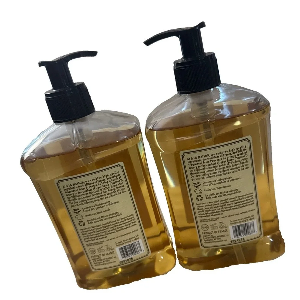 2 A La Maison Honeysuckle Olive Argan Oil Liquid Soap Hand Wash Body 16.9 oz